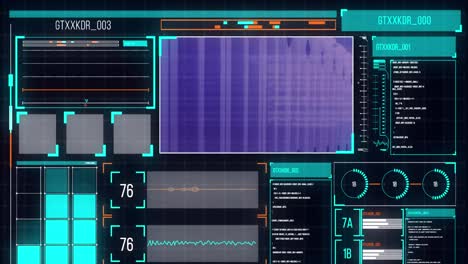 animation of data processing on screens over computer servers