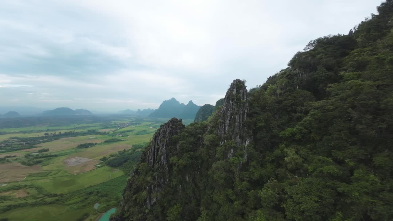 Stunning Aerial View of Lush Green Mountains and Valley