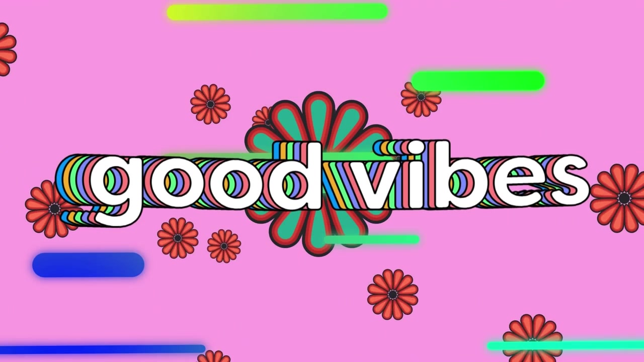 Retro Style Good Vibes Motion Graphic with Flowers