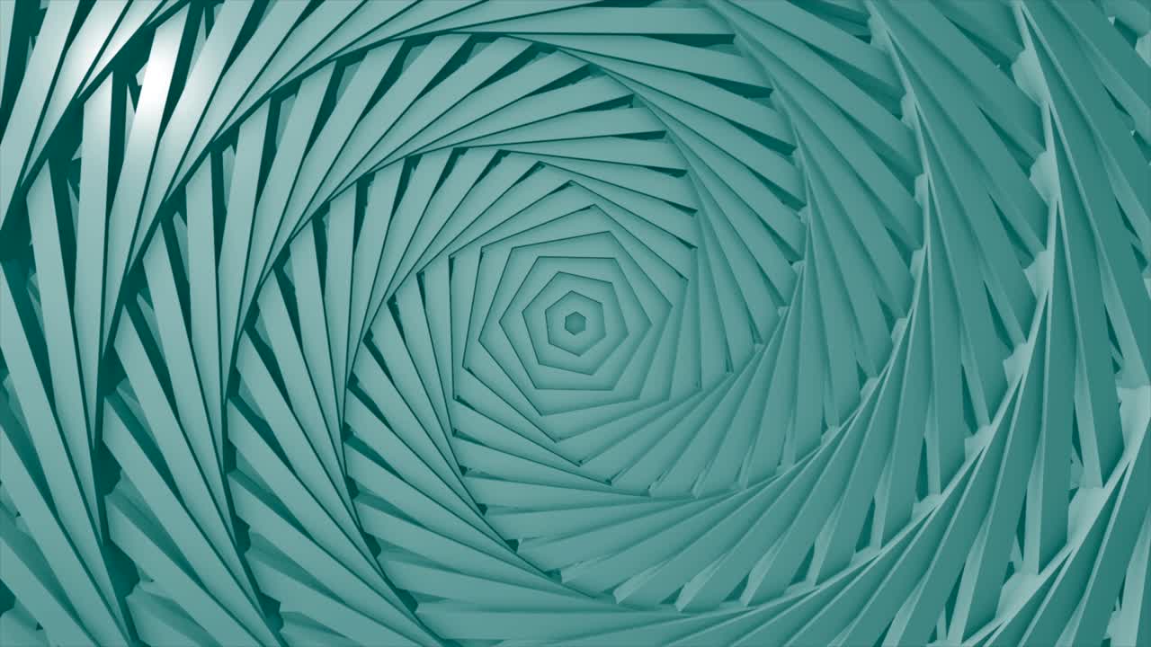 girando hipnótico espiral colorido, bucle sin costuras. diseño. objetos hexagonales giratorios creando el efecto de capas 3d hechas de material plástico