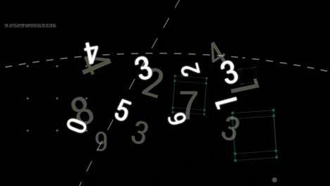 animación de números flotantes sobre el procesamiento de datos científicos en fondo negro