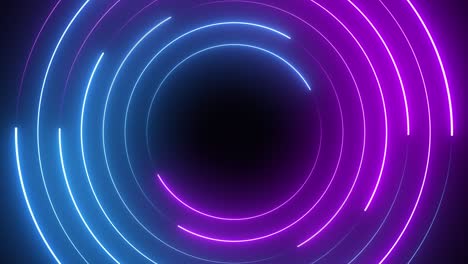 círculo de neón sin costuras abstracto. círculos de neón azules y púrpuras fondo de movimiento de alta tecnología bucle sin costuras. video animación 3d