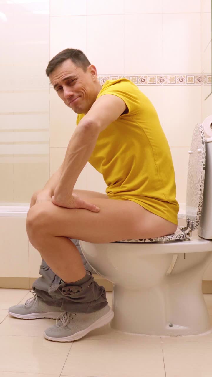 Man confident and proud of his ease in evacuating