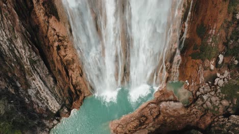 mexican el chiflon waterfall in chiapas - aerial drone shot