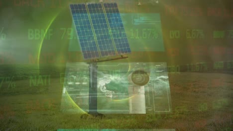 animación del mercado de valores y procesamiento de datos a través de paneles solares