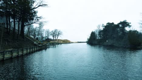 travelling along a small tributary to lake michigan in muskegon