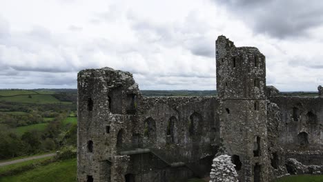 llawhaden castle ruins in welsh countryside, pembrokeshire in wales, uk