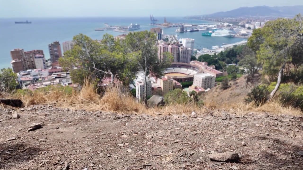 Veduta della città di Malaga dalla collina di Gibralfaro in Andalusia, Spagna