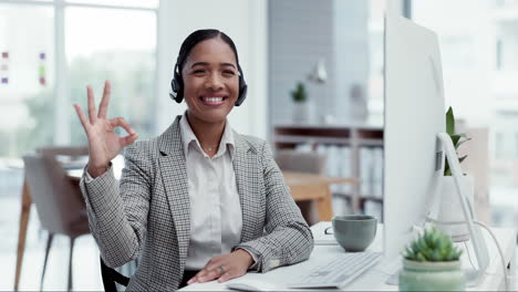 Servicio-Al-Cliente,-Sonrisa-Y-Mujer-Feliz-Con-Autorización.