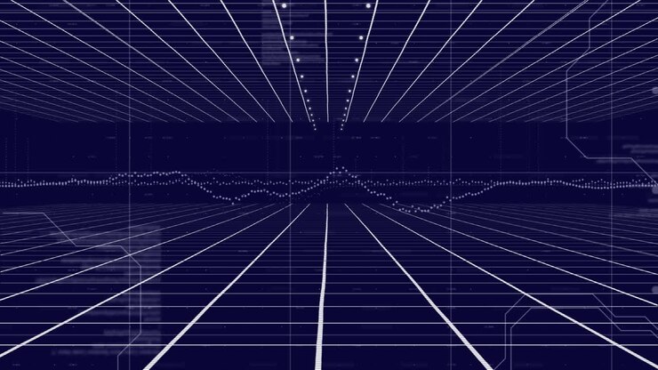 Animation of data processing on black background