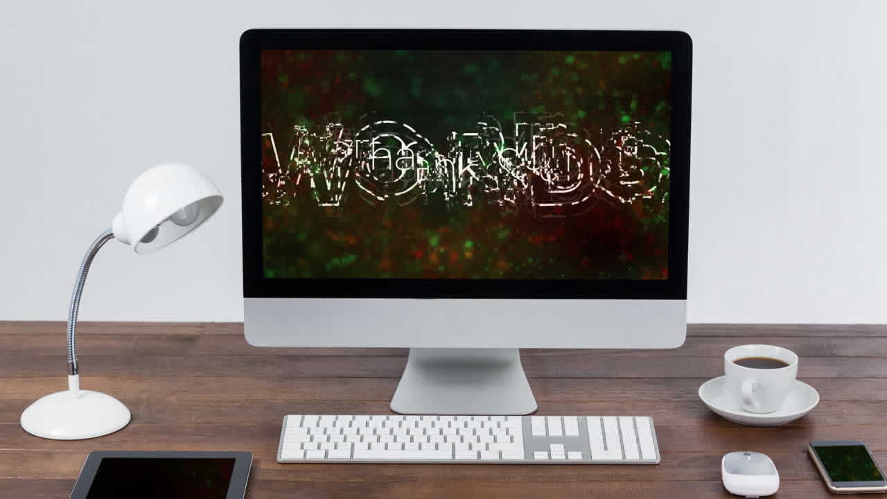 감사 문자 및 컴퓨터에 대한 간섭의 애니메이션