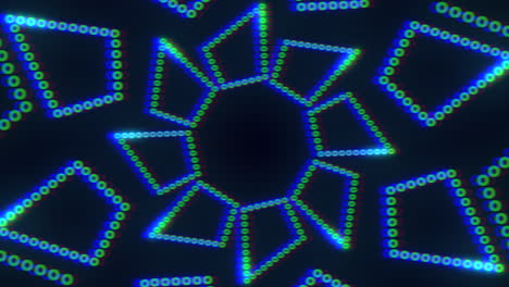 patrón geométrico simétrico azul y verde con movimiento equilibrado