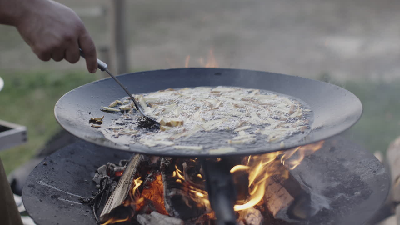 Outdoor Cooking - Making French Fries on a Campfire