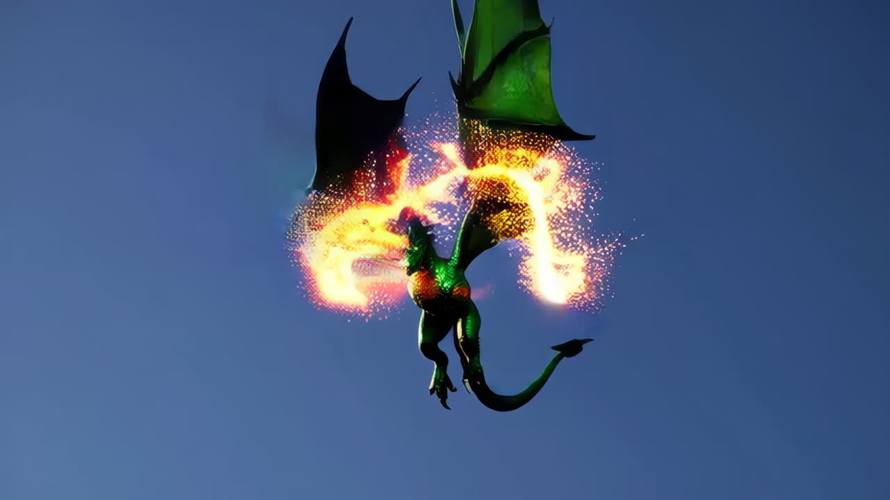 Green Dragon Soaring in the Sky