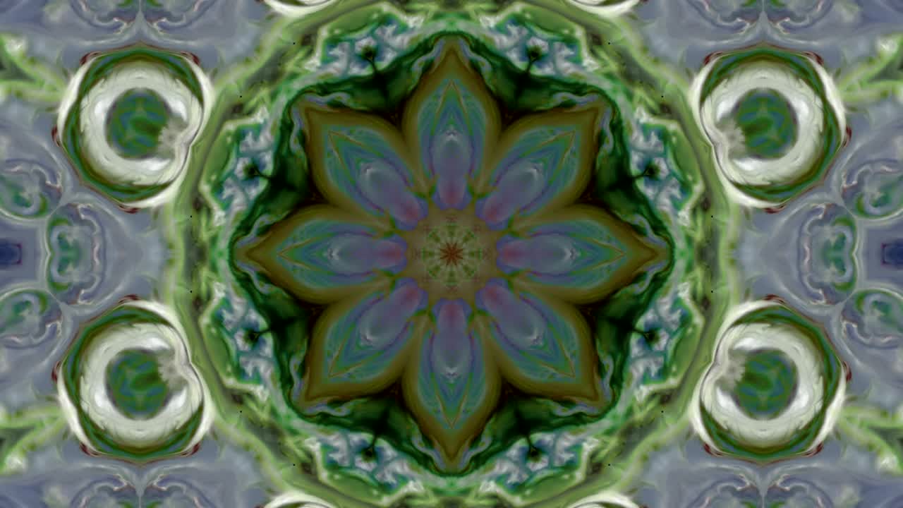 Abstract Paint Brush Ink Smooth Concept Symmetric Pattern Ornamental Decorative Kaleidoscope Movement Geometric Circle and Star Shapes