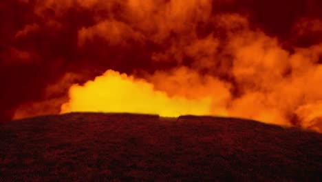 Animation-of-orange-and-yellow-clouds-moving-over-countryside-landscape