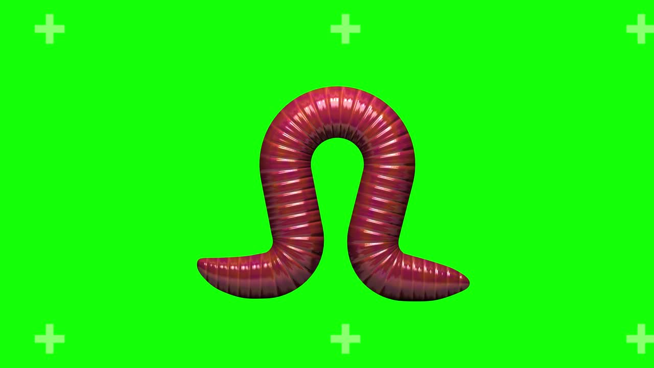 червь на зеленом, циклическая 3d-анимация