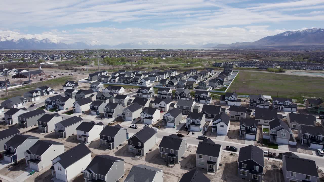Real Estate Suburban Neighborhood Houses in Utah County, Aerial