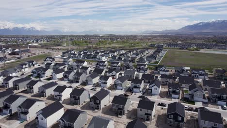 real estate suburban neighborhood houses in utah county, aerial