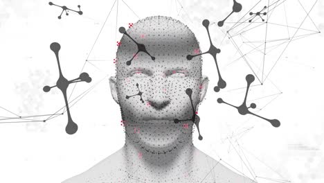 animación de formas digitales de cabeza sobre fondo blanco