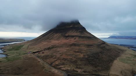 drone shot of iceland landscape, road and coastline, aerial view from drone in 4k-4