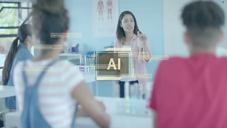 animation of ai data processing over diverse students in laboratory