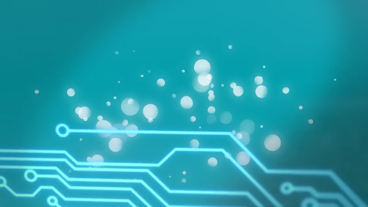 컴퓨터 회로판 연결 네트워크에서 빛의  ⁇  반 ⁇ 이는 반점의 애니메이션