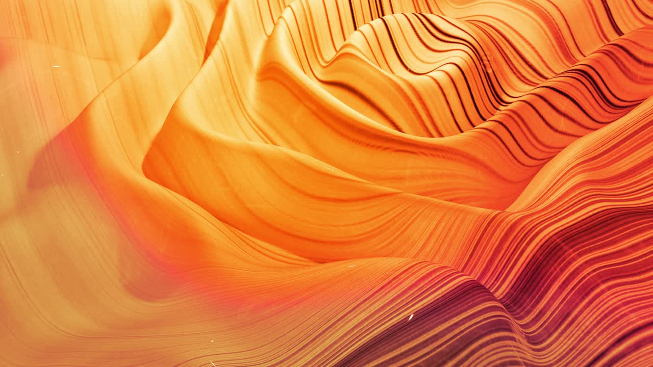 Sfondo astratto in loop con motivo a onde di liquido dorato scintillante su superficie lucida e brillante. Fluido giallo viscoso. Bellissimo sfondo creativo e festivo
