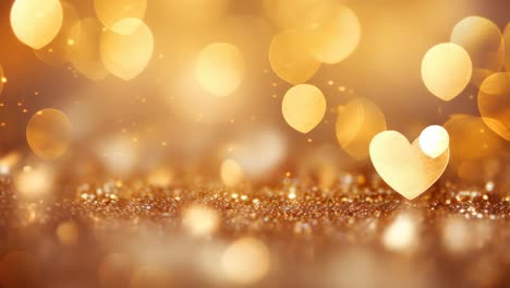 warm, glowing bokeh lights with heart shapes create a romantic ambiance