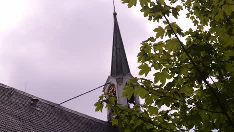 bell tower of a historic church against overcast in oud-zuilen, netherlands