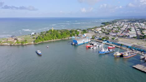 ships moored in port, puerto plata in dominican republic