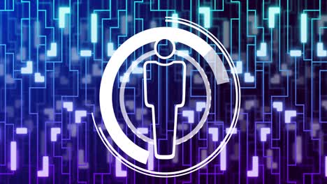 Animation-of-computer-circuit-board-with-data-processing-and-digital-people-icon