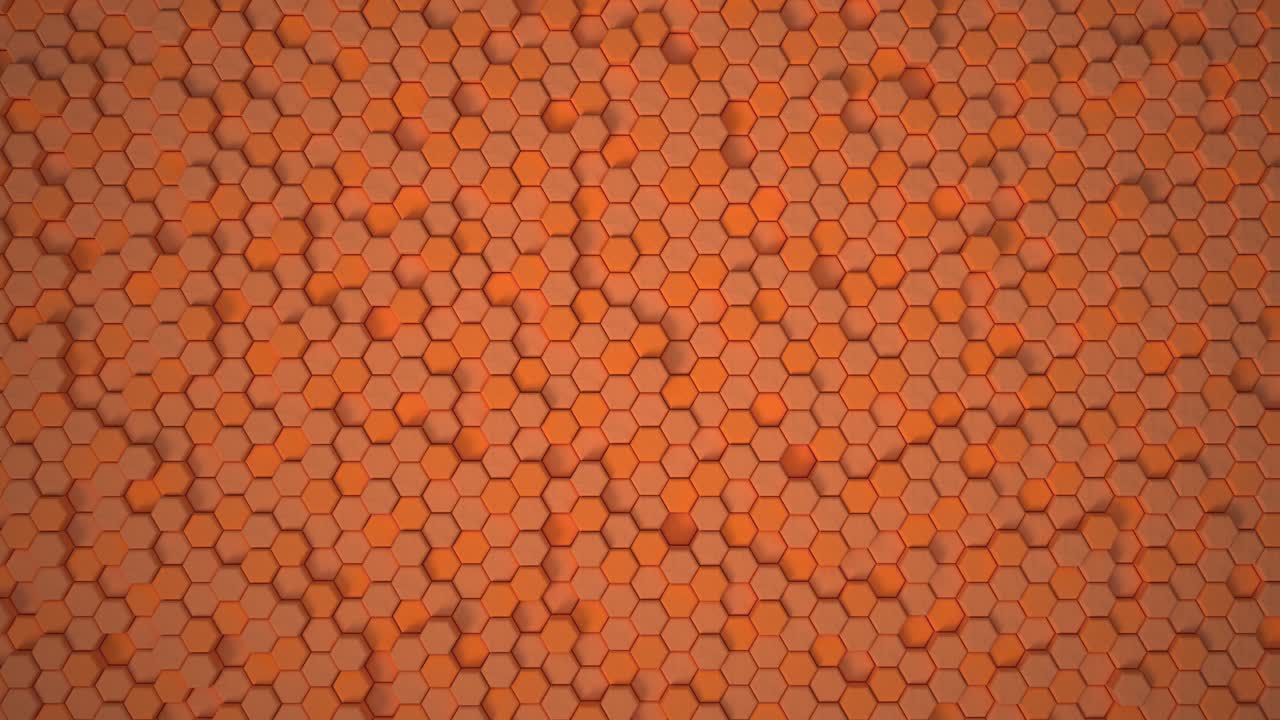 абстрактный шестиугольный геометрический контур поверхности: успокаивающий коралловый минимальный шестиугольная сетчатая схема, фоновый холст с случайным движением, пчела. бесшовный 4k цикл.