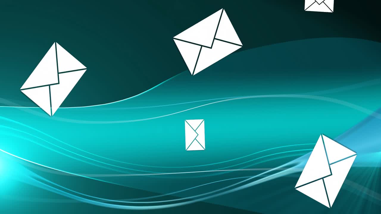 iconos de mensajes volando hacia abajo 4k