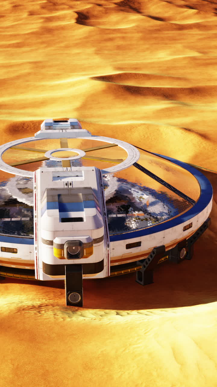 Futuristic Spaceship Landing on Mars