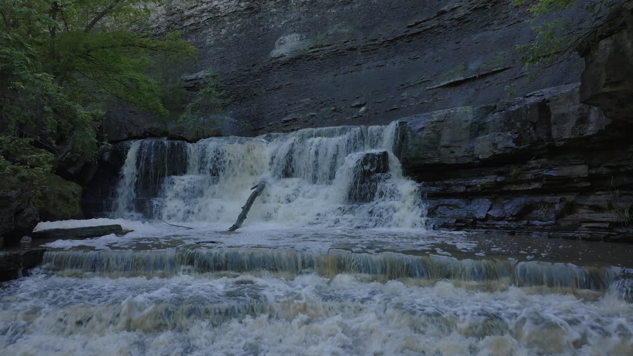A picturesque view of Rockway Falls in Ontario, Canada, featuring cascading water
