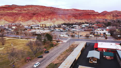 aerial view of tract houses in midway utah at winter