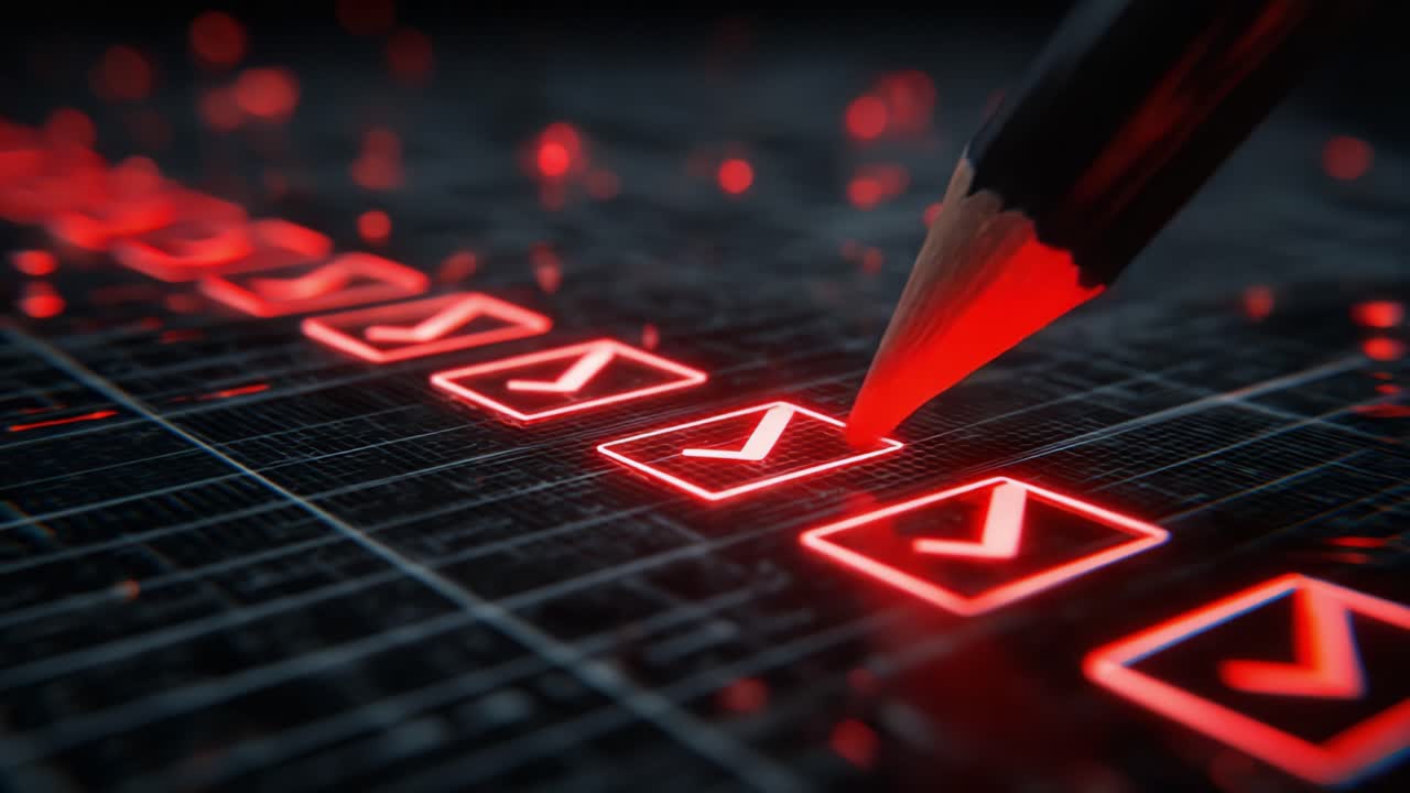 A Close-Up View of a Digital Interface with Sequential Red Icons and a Pencil Highlighting Interactivity, Showcasing Modern Design and Precision in Digital Communication
