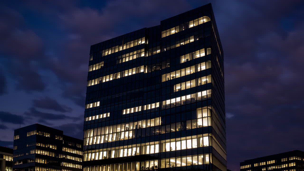 edificio de oficinas moderno por la noche