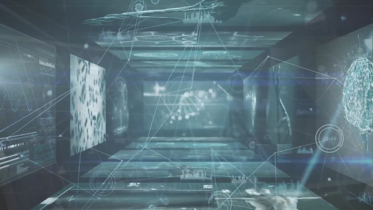 다양한 데이터와 함께 디지털 화면을 통해 연결의 애니메이션