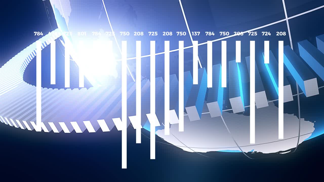 금융 뉴스 애니메이션, 데이터, 숫자, 그래프