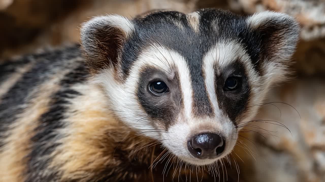 Creatura Intensamente Carina: Uno Sguardo Ravvicinato a un Bellissimo Animale con Sorprendenti Caratteristiche Bianche e Nere, Catturato in Due Cornici Mozzafiato per gli Appassionati della Natura