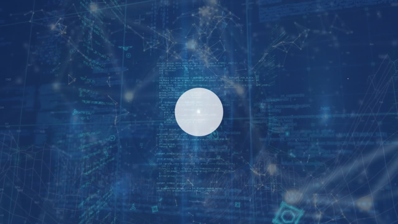 데이터 처리에 대한 아이콘으로 연결 네트워크의 애니메이션