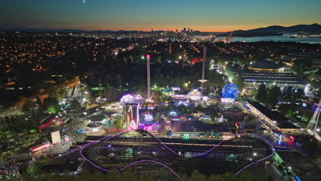 carnival hyperlapse with lights flashing at sunset