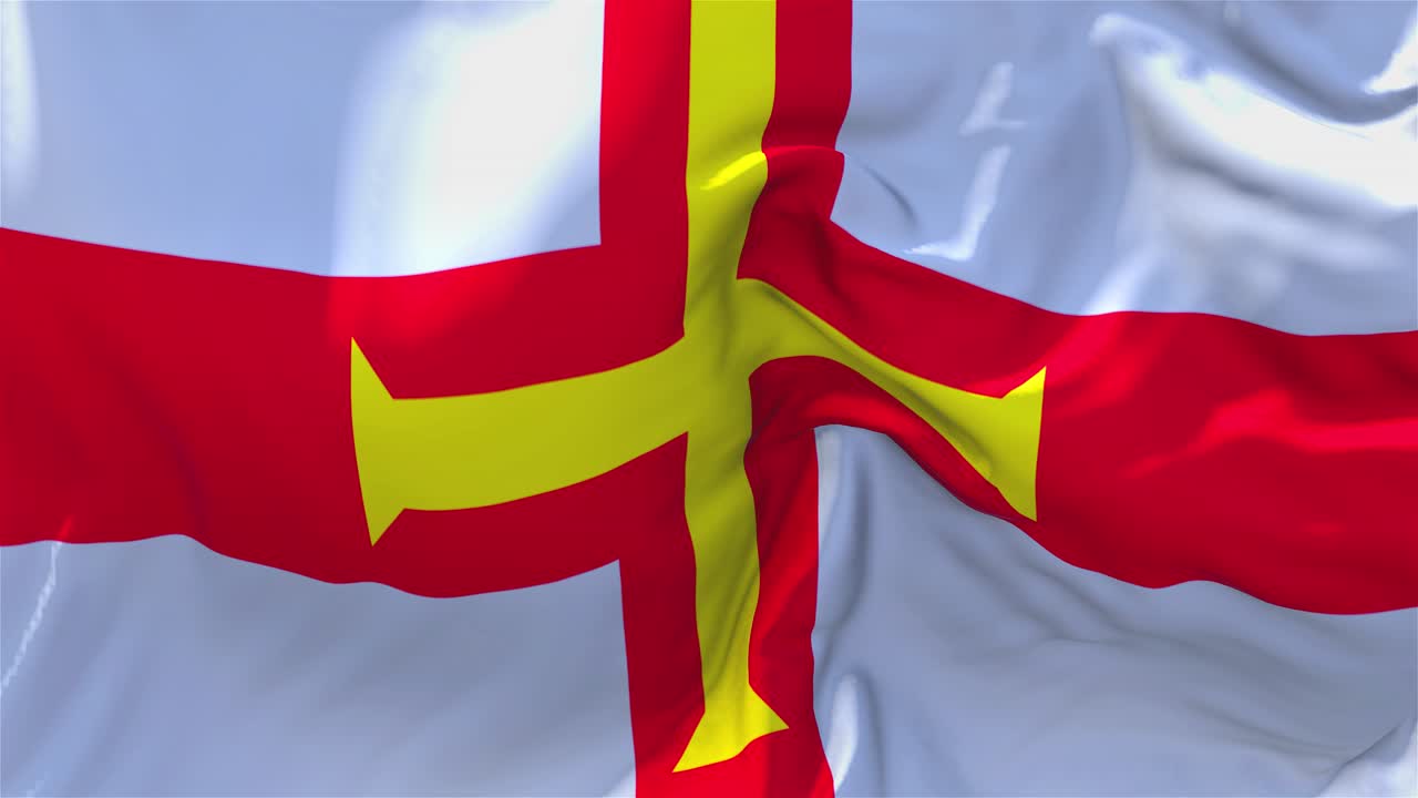 117 guernsey flag waving in wind slow motion animation 4k realistic fabric texture flag smooth