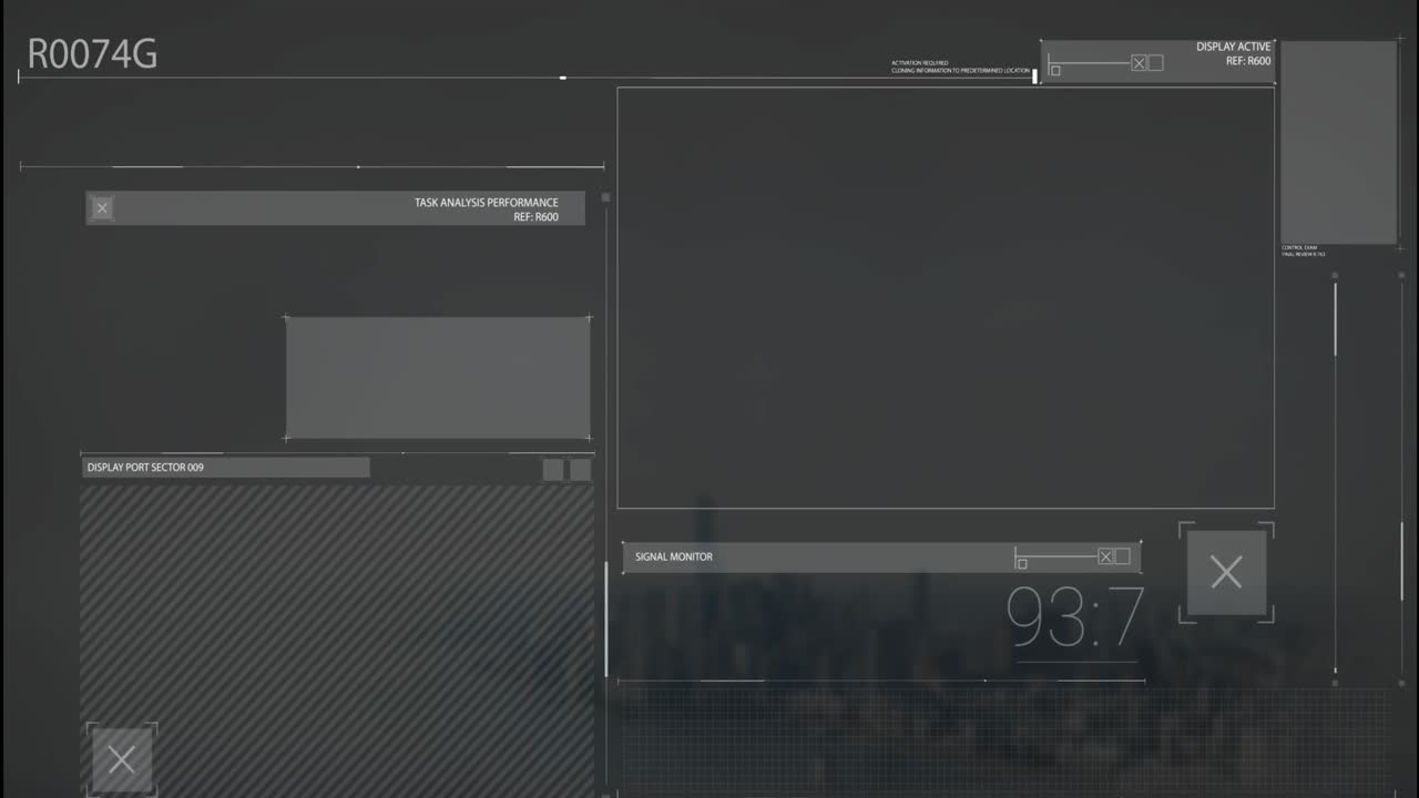 animación de líneas, cambios de números sobre interfaz abstracta sobre el paisaje urbano moderno