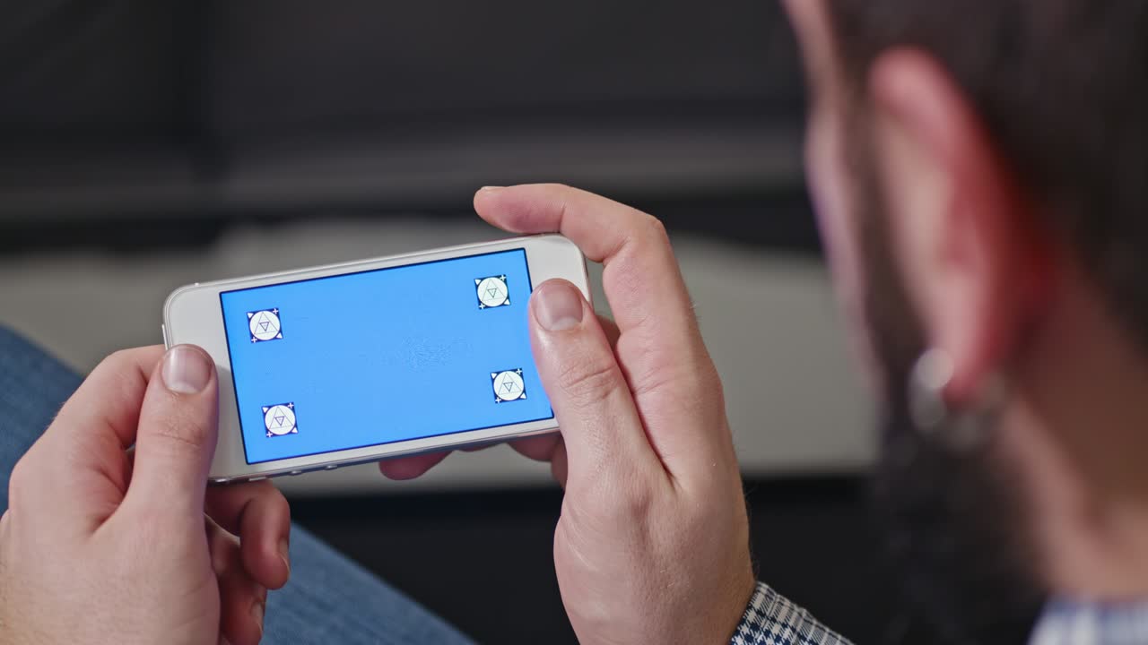 teléfono inteligente con pantalla azul