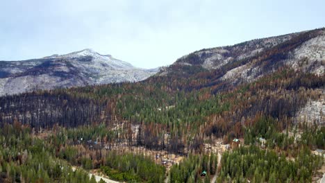 Mountains-landscape-forest-in-California,-Lake-Tahoe-area,-aerial-view