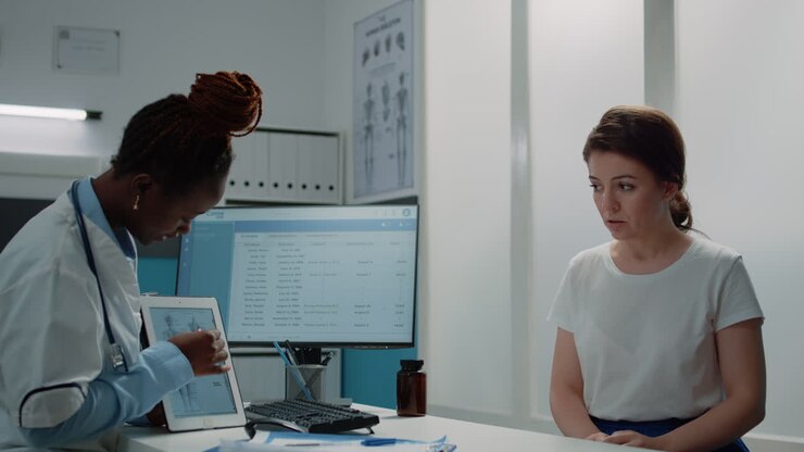 Doctor explaining x-ray results to patient