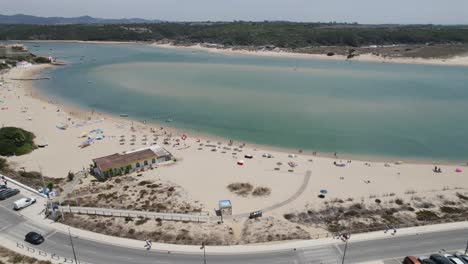 idyllic praia da franquia on bank of mira river estuary, portugal